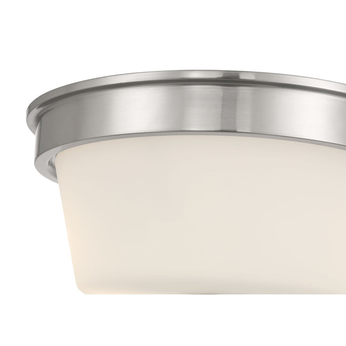 13-inch Strayhan Brushed Nickel 2-Light White Frosted Glass Flush Mount Ceiling Light