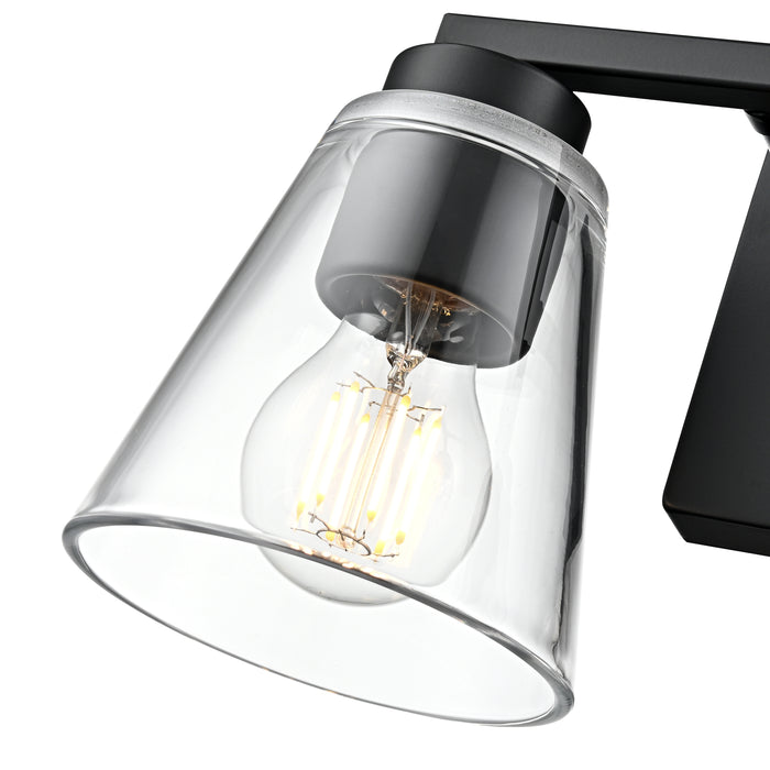 13-inch Strayhan Matte Black 2-Light Clear Glass Bathroom Vanity Light