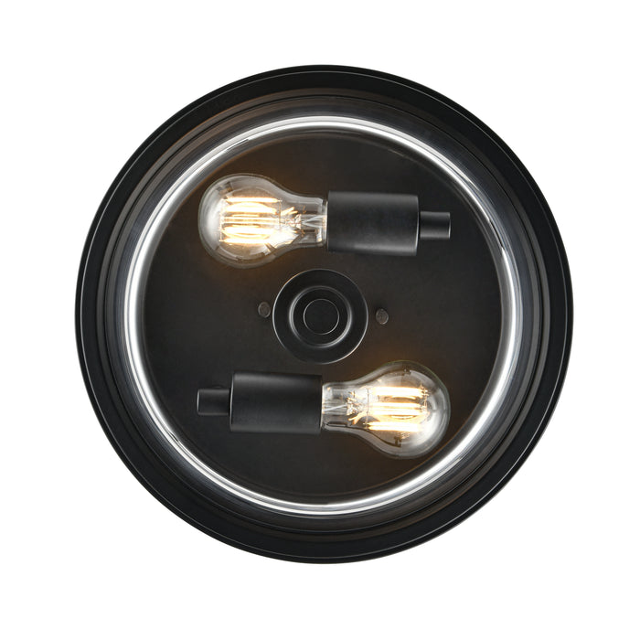 13-inch Strayhan Matte Black 2-Light Clear Glass Flush Mount Ceiling Light