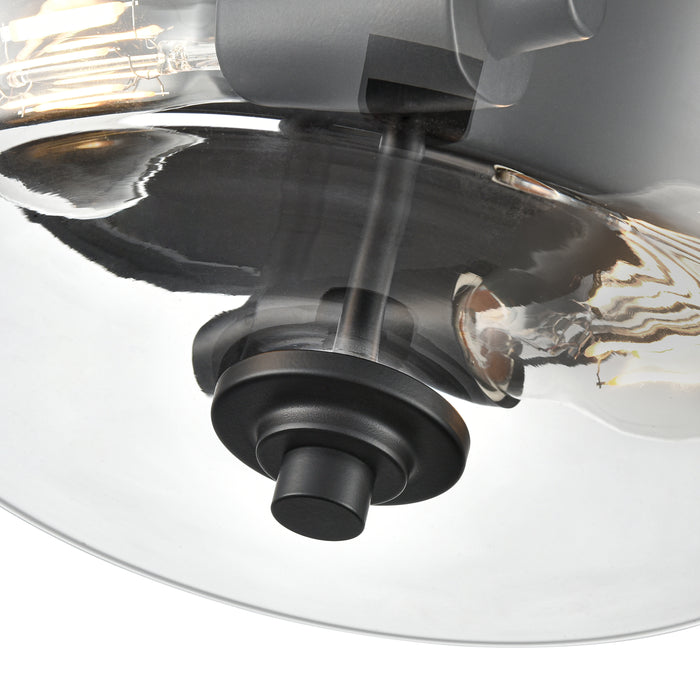 13-inch Strayhan Matte Black 2-Light Clear Glass Flush Mount Ceiling Light