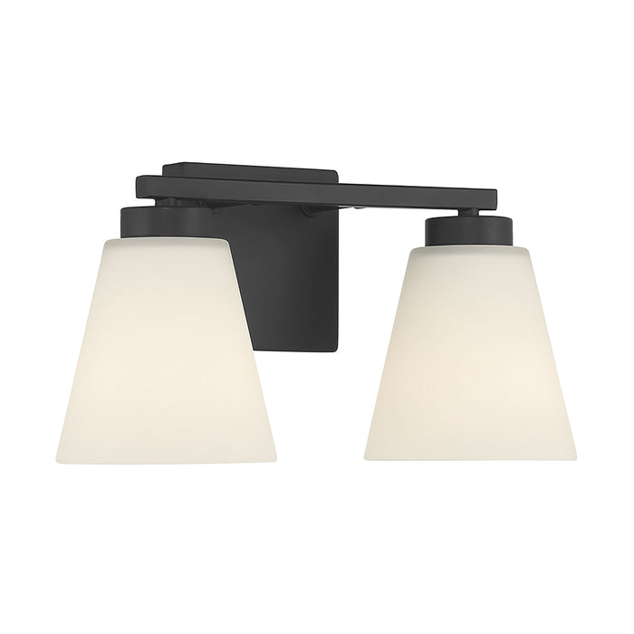 13-inch Strayhan Matte Black 2-Light White Frosted Glass Bathroom Vanity Light