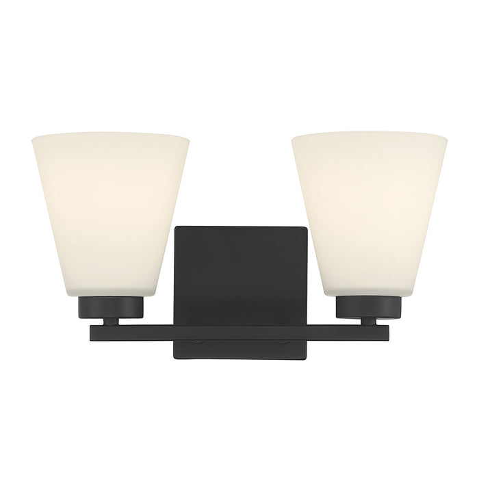 13-inch Strayhan Matte Black 2-Light White Frosted Glass Bathroom Vanity Light
