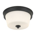 13-inch Strayhan Matte Black 2-Light White Frosted Glass Flush Mount Ceiling Light