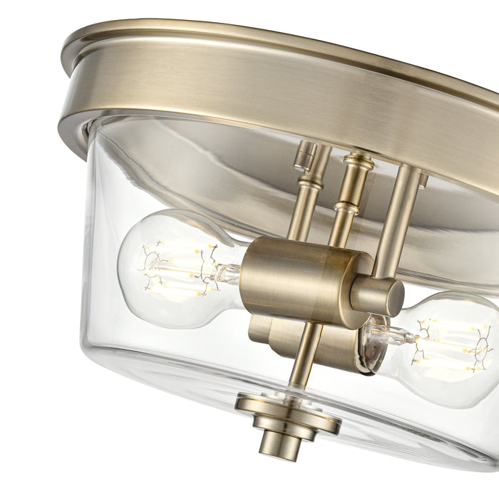 13-inch Strayhan Modern Gold 2-Light Clear Glass Flush Mount Ceiling Light
