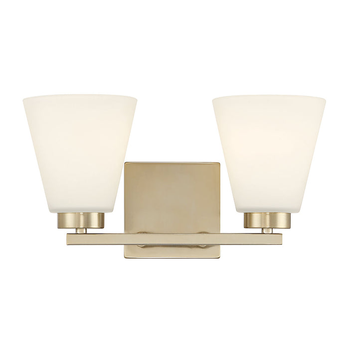 13-inch Strayhan Modern Gold 2-Light White Frosted Glass Bathroom Vanity Light