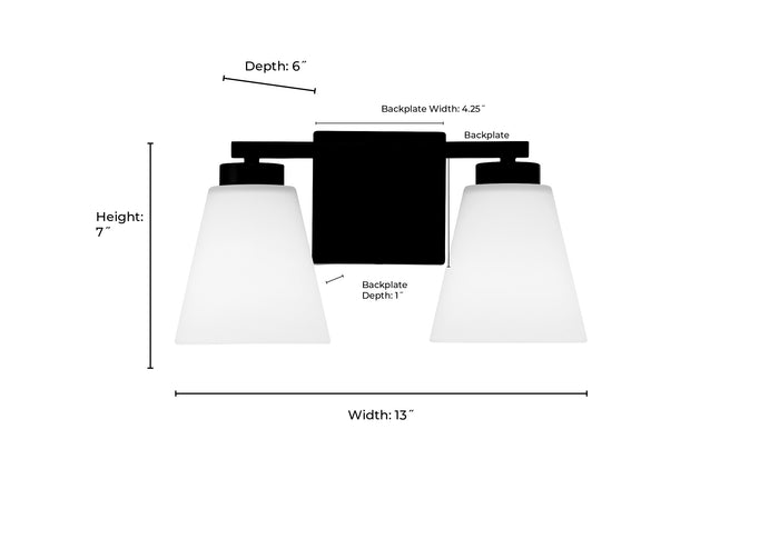 13-inch Strayhan Modern Gold 2-Light White Frosted Glass Bathroom Vanity Light