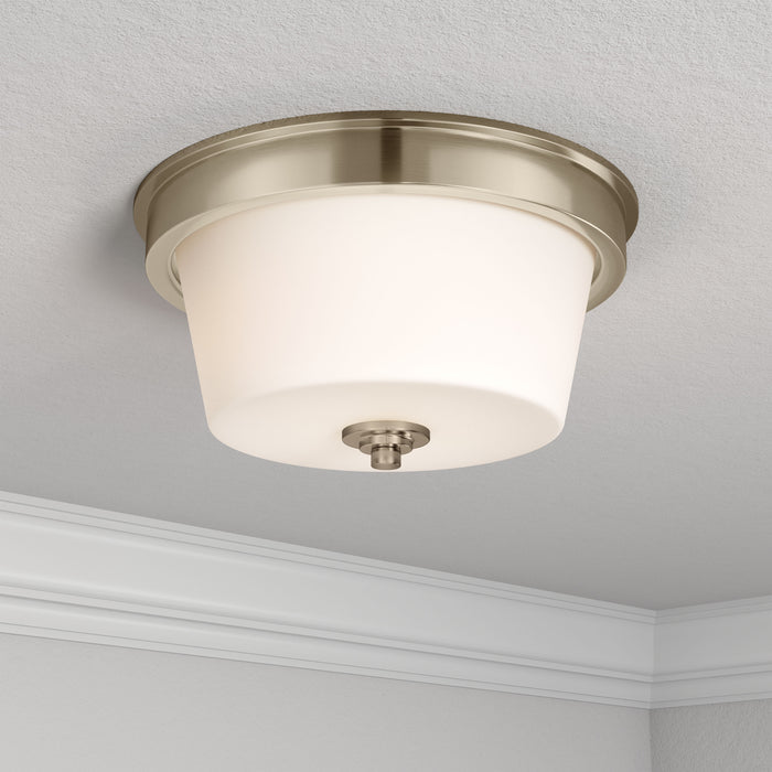 13-inch Strayhan Modern Gold 2-Light White Frosted Glass Flush Mount Ceiling Light