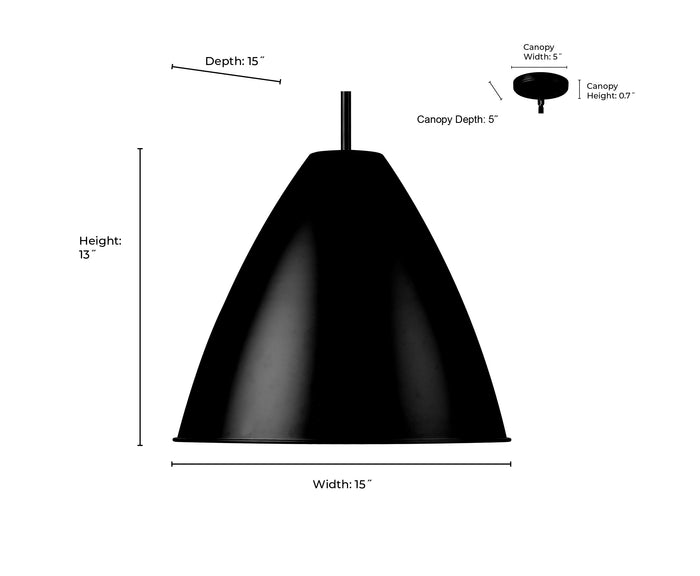 13'' Kayman Matte Black 1 Light Pendant