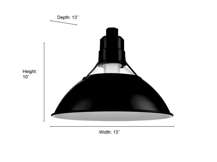 13'' Satin Black Aluminum; Glass R Series Glass Cone Shade