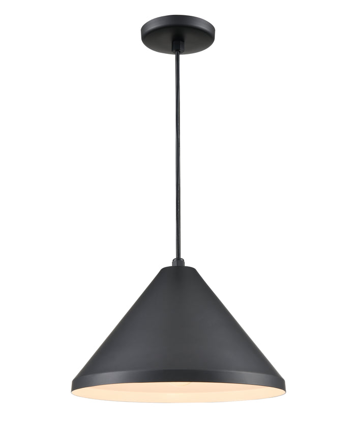 13 x 8.75-inch R Series Satin Black 1-Light Black Glass Cone Pendant Light