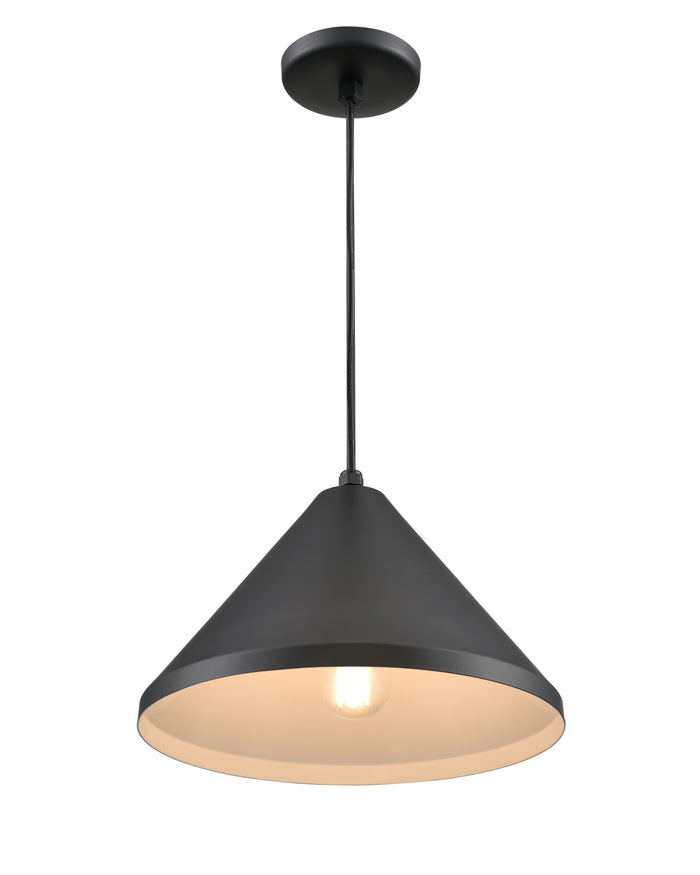 13 x 8.75-inch R Series Satin Black 1-Light Black Glass Cone Pendant Light