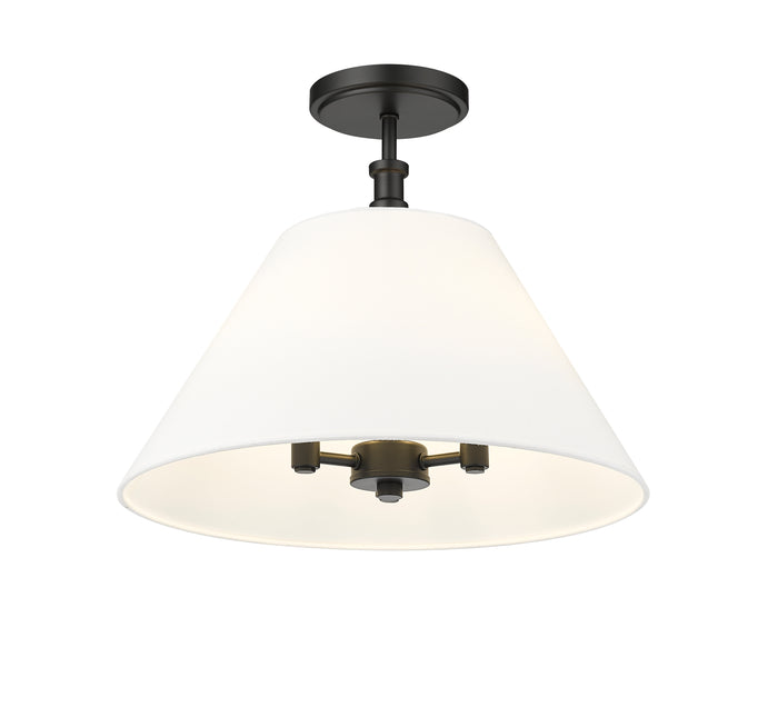 13.25'' Adorra Matte BlackWhite 3 Light Semi-Flush Mount