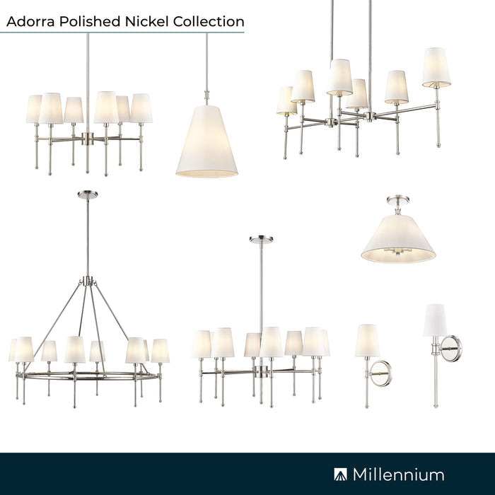 13.25'' Adorra Polished NickelWhite 3 Light Semi-Flush Mount
