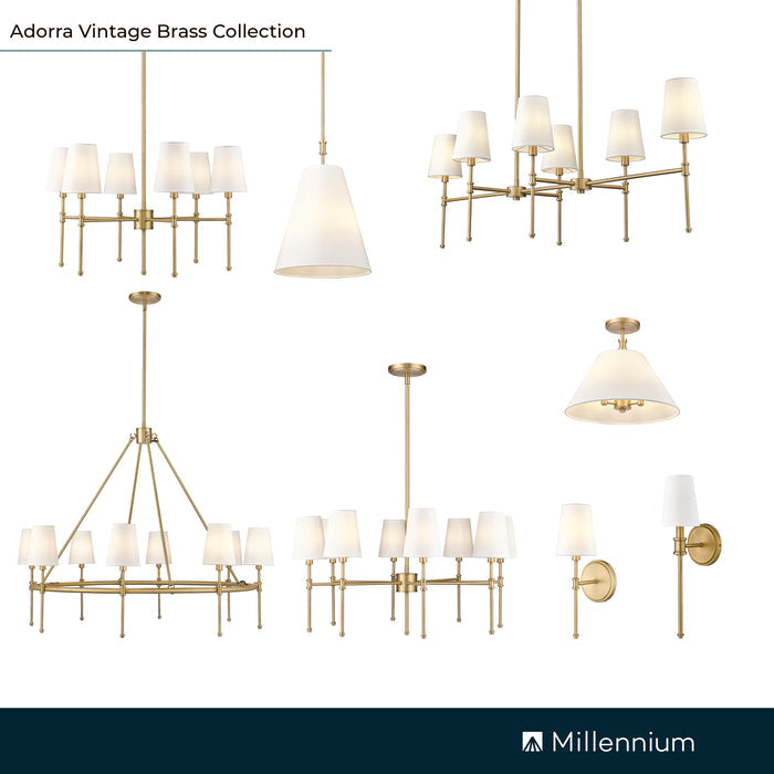 13.25'' Adorra Vintage BrassWhite 3 Light Semi-Flush Mount