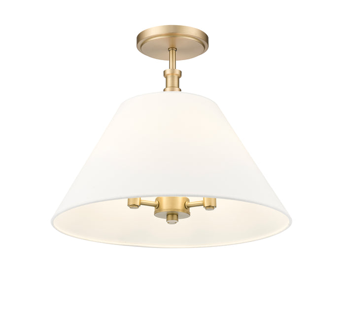 13.25'' Adorra Vintage BrassWhite 3 Light Semi-Flush Mount