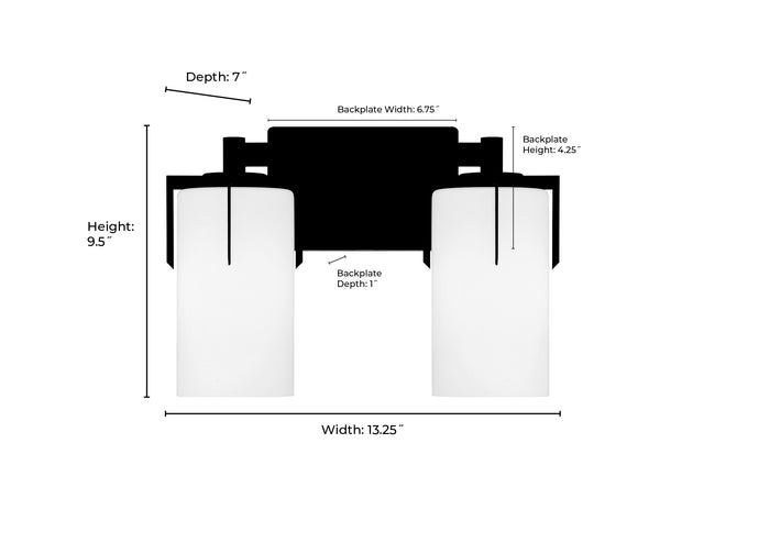 13.25'' Froselle Matte Black 2 Light Bath Vanity