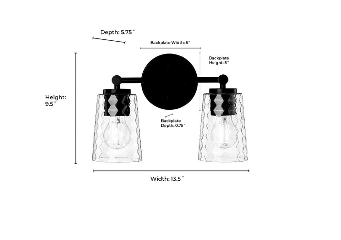 13.5'' Ashli Matte Black 2 Light Bath Vanity