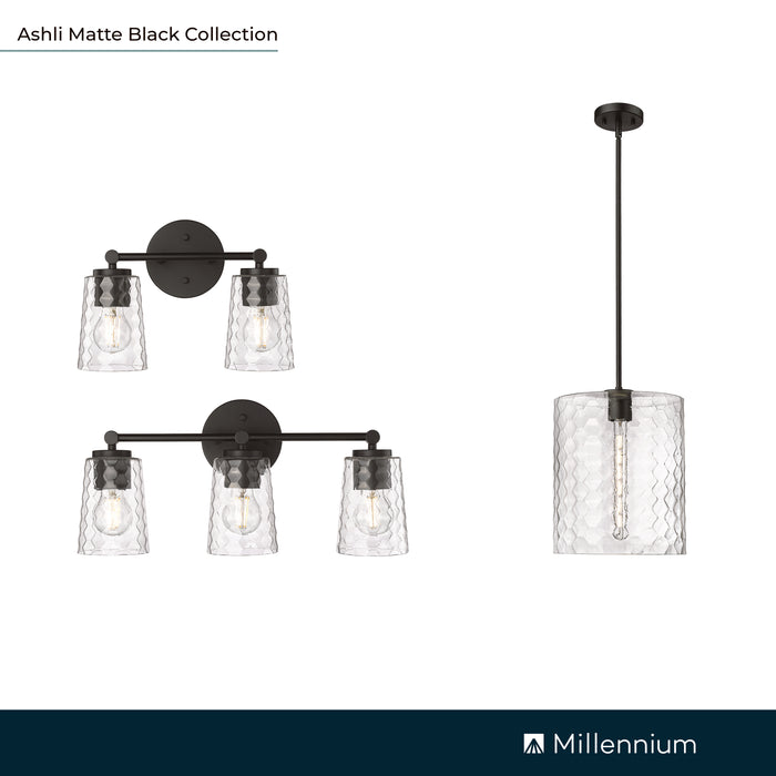 13.5'' Ashli Matte Black 2 Light Bath Vanity