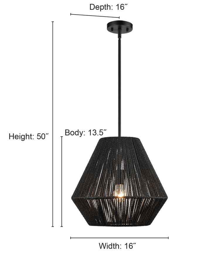 13.5'' Elise Matte Black 1 Light Pendant