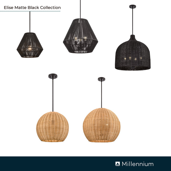 13.5'' Elise Matte Black 1 Light Pendant