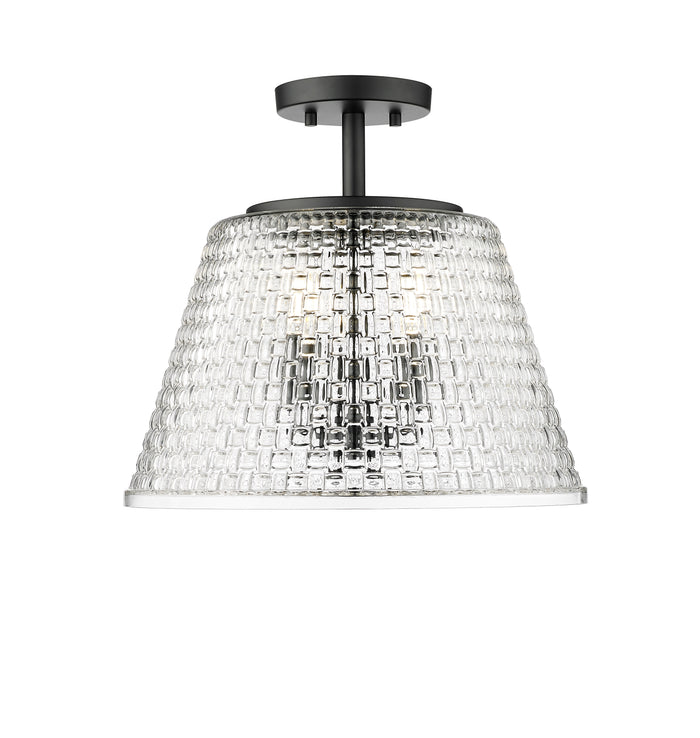 13.5'' Saben Matte Black 3 Light Semi-Flush Mount
