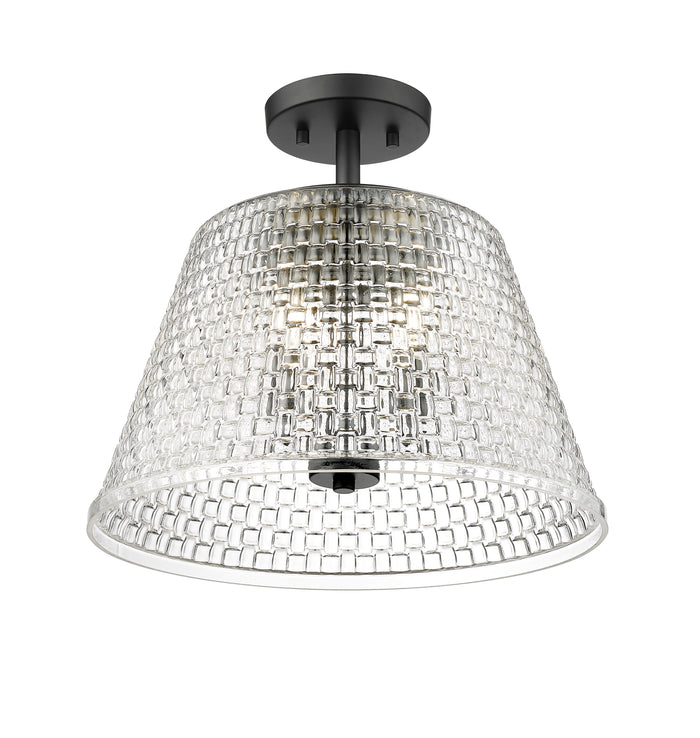 13.5'' Saben Matte Black 3 Light Semi-Flush Mount