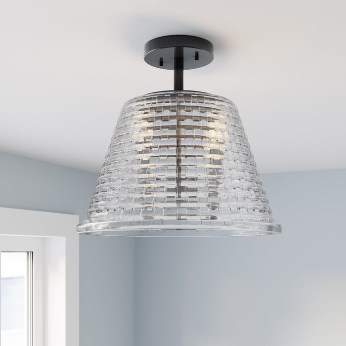 13.5'' Saben Matte Black 3 Light Semi-Flush Mount