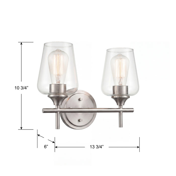 13.75'' Ashford Brushed Nickel 2 Light Bath Vanity