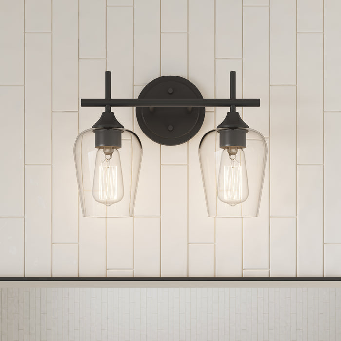 13.75'' Ashford Matte Black 2 Light Bath Vanity