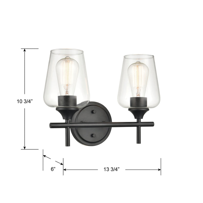 13.75'' Ashford Matte Black 2 Light Bath Vanity