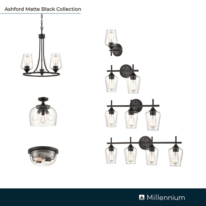 13.75'' Ashford Matte Black 2 Light Bath Vanity