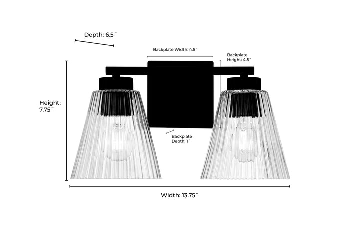 13.75'' Riville Matte Black 2 Light Bath Vanity