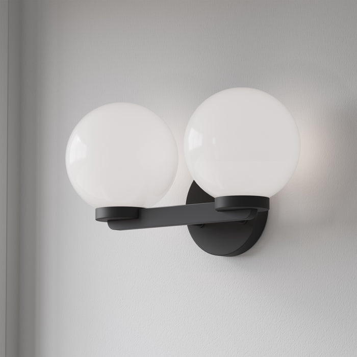 14'' Ardeva Matte Black 2 Light Bath Vanity
