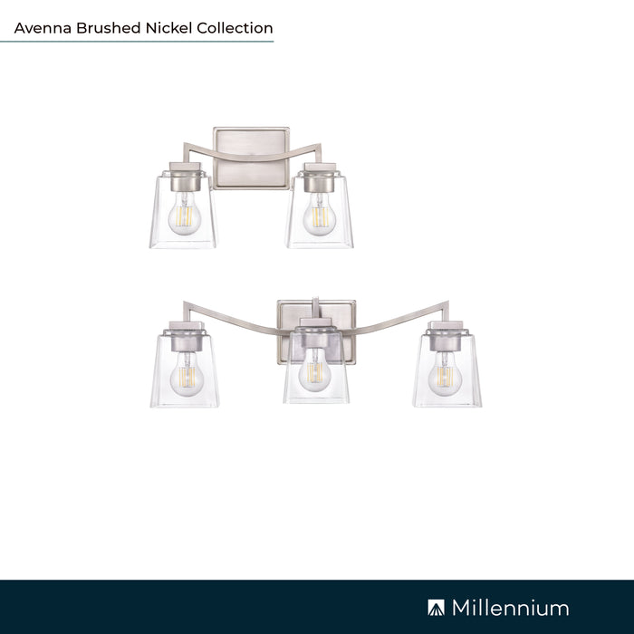 14'' Avenna Brushed Nickel 2 Light Bath Vanity