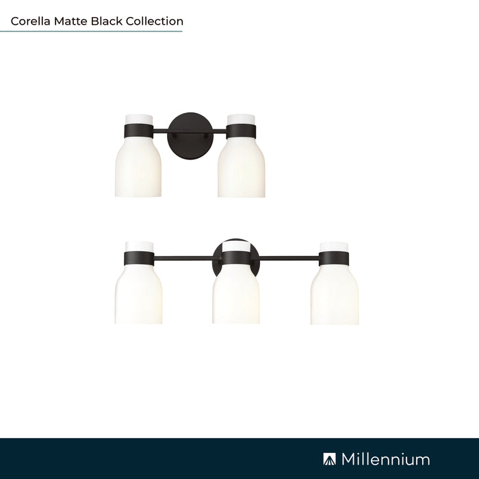14'' Corella Matte Black 2 Light Bath Vanity
