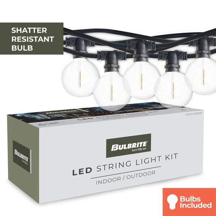 14-foot Black G16 LED String Light Kit with 10 Bulbs, 2700K, 2-Pack