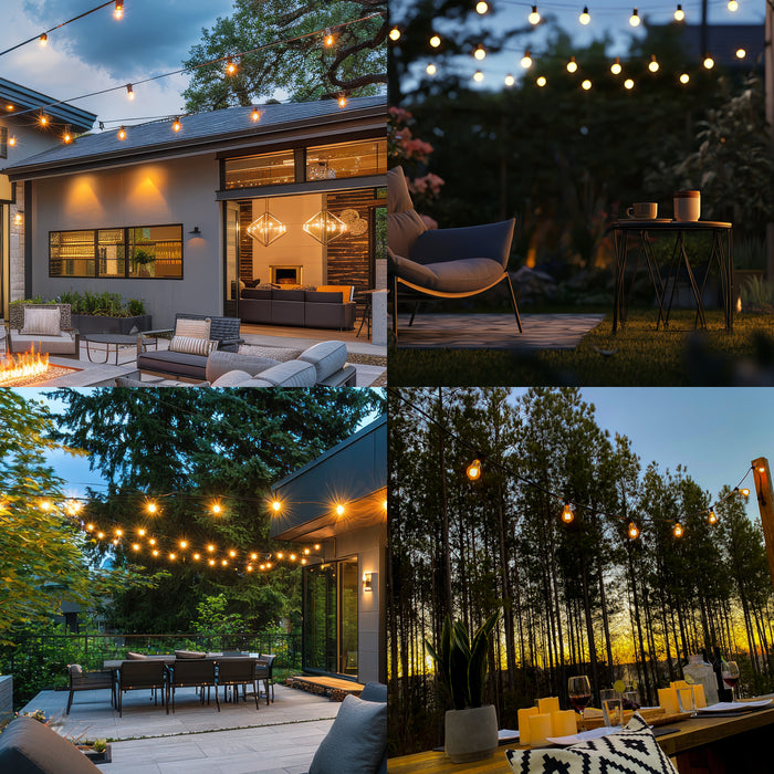14-foot Black S14 Incandescent String Light Kit with 10 Sockets, 2700K