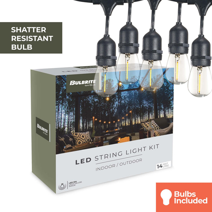 14-foot Black S14 LED String Light Kit with 10 Bulbs, 2700K