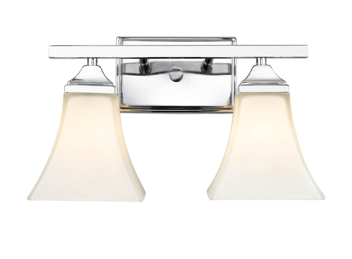 14-inch Chrome 2-Light Etched White Glass Bathroom Vanity Light