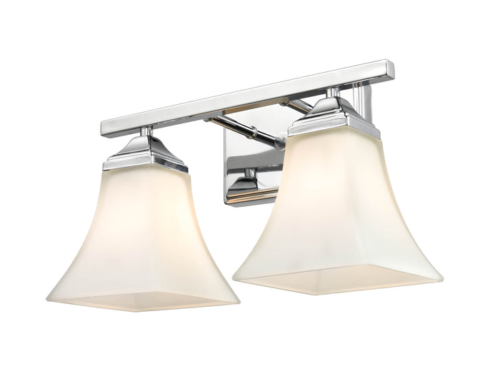 14-inch Chrome 2-Light Etched White Glass Bathroom Vanity Light
