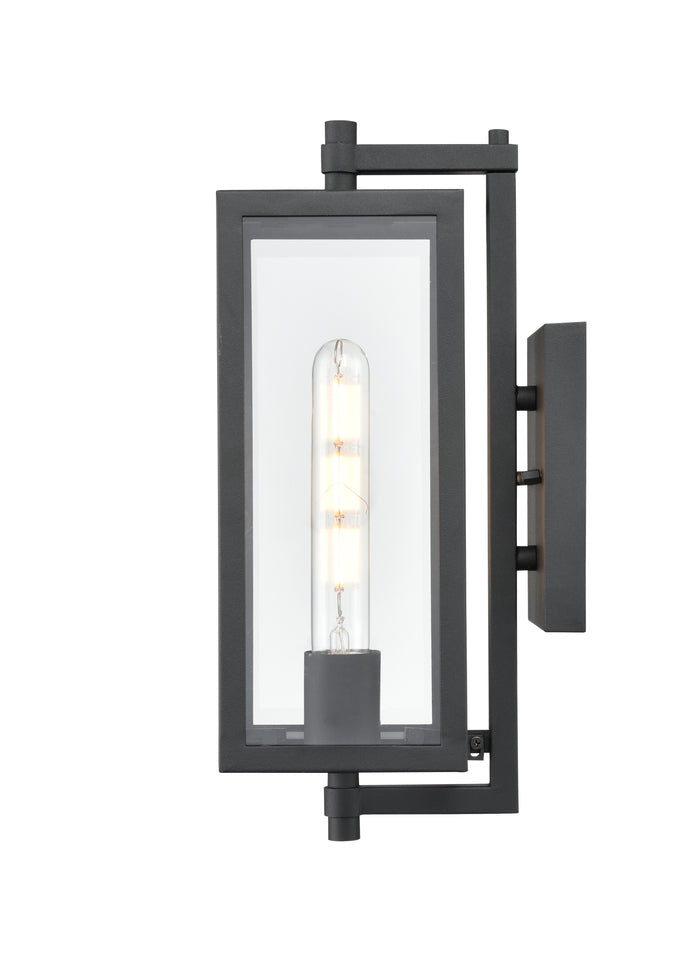 14-inch Messi Textured Black 1-Light Outdoor Wall Sconce