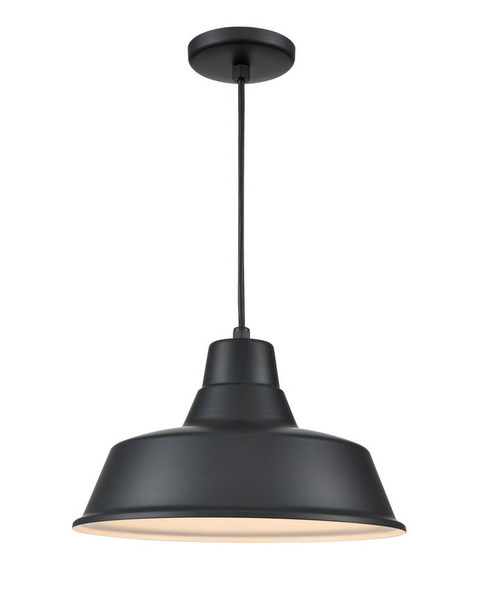 14-inch R Series Satin Black 1-Light Black Glass Pendant Light