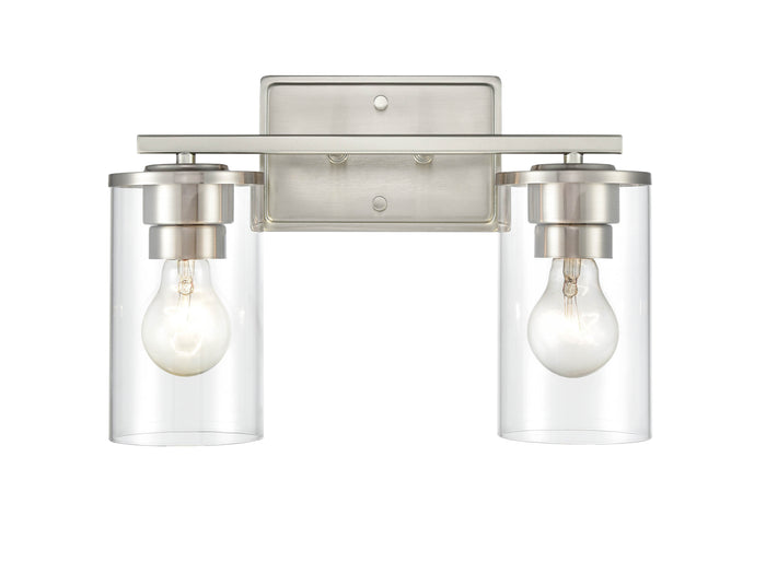 14-inch Verlana Brushed Nickel 2-Light Clear Glass Bathroom Vanity Light