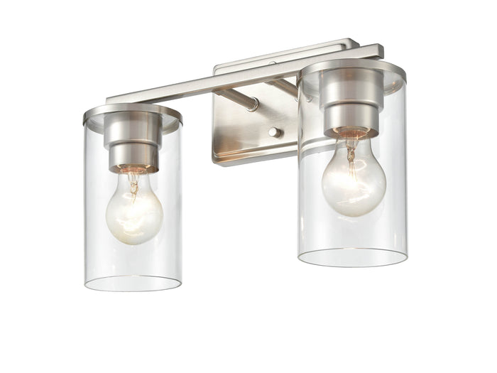 14-inch Verlana Brushed Nickel 2-Light Clear Glass Bathroom Vanity Light