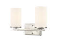 14-inch Verlana Brushed Nickel 2-Light Etched White Glass Bathroom Vanity Light