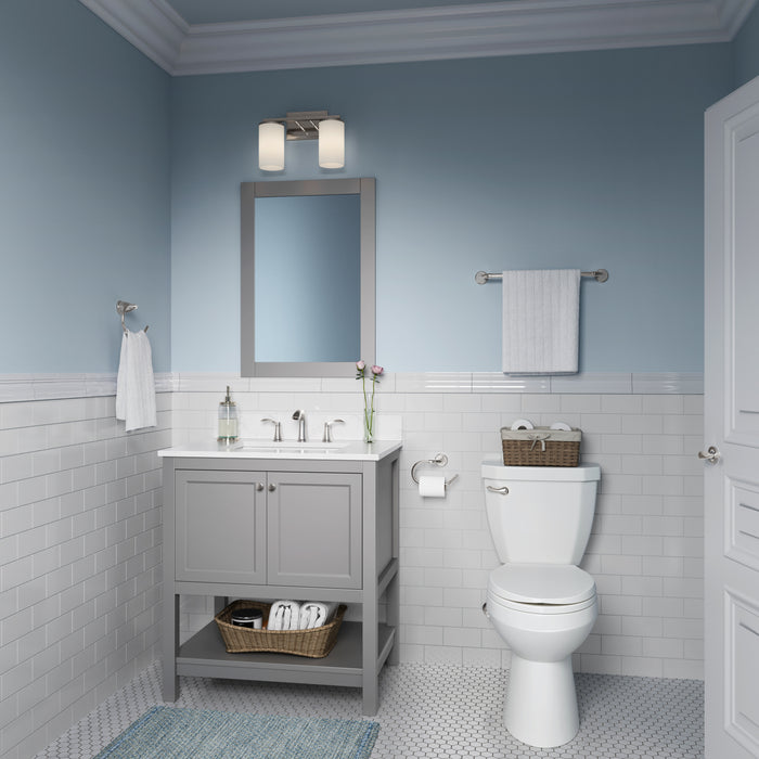 14-inch Verlana Brushed Nickel 2-Light Etched White Glass Bathroom Vanity Light