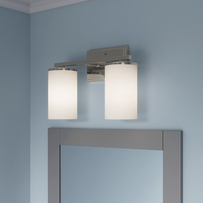 14-inch Verlana Brushed Nickel 2-Light Etched White Glass Bathroom Vanity Light