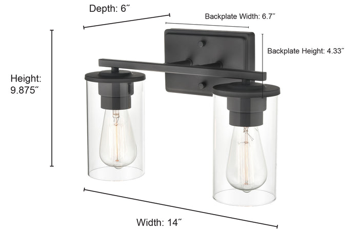 14-inch Verlana Chrome 2-Light Clear Glass Bathroom Vanity Light