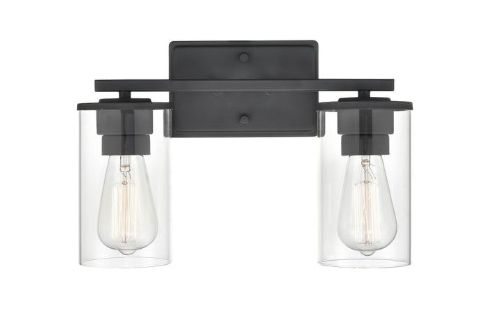 14-inch Verlana Matte Black 2-Light Clear Glass Bathroom Vanity Light