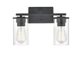 14-inch Verlana Matte Black 2-Light Clear Glass Bathroom Vanity Light